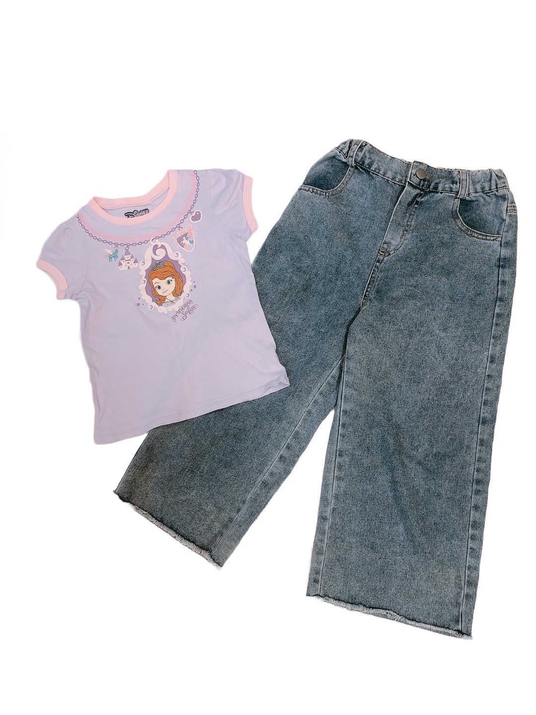 蘇菲亞紫色短袖上衣&寬版女童牛仔褲(110)
NT$139