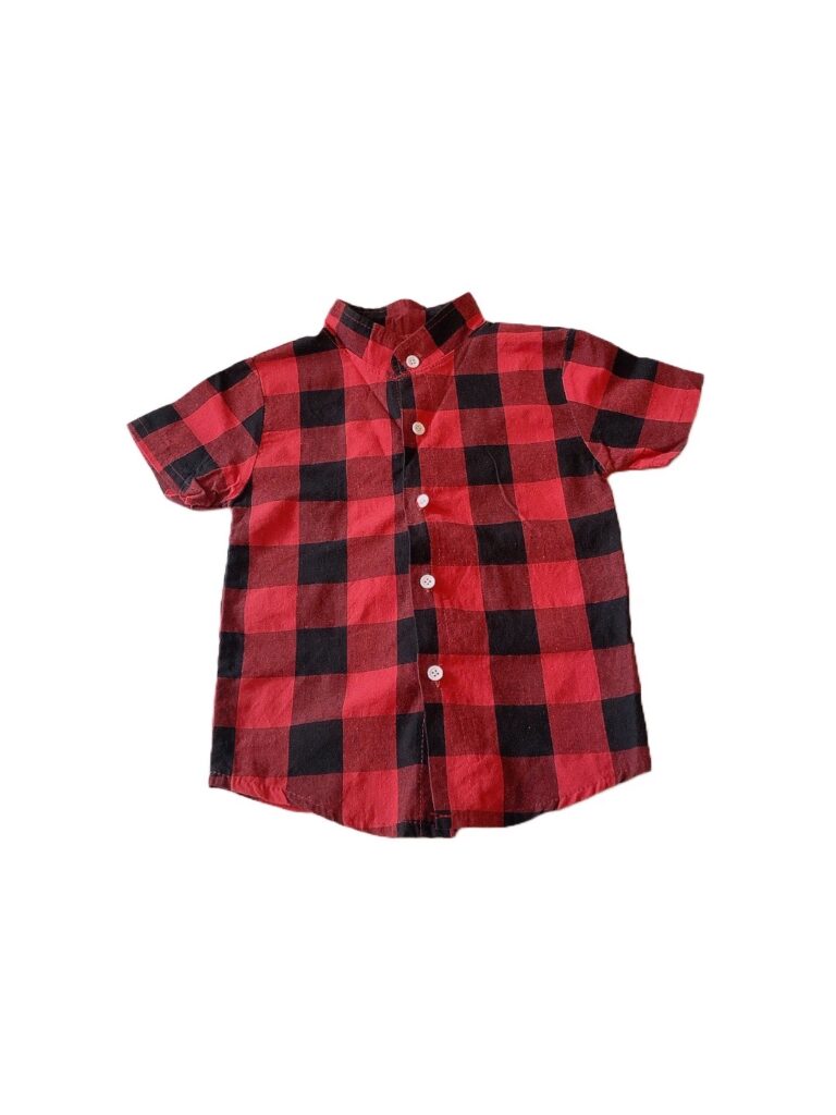 紅色格紋短袖男童襯衫(12)
NT$89