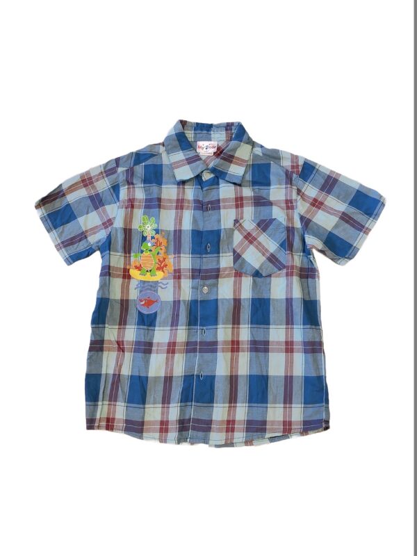《My Bear(愛的世界)》藍色格紋薄短袖男童襯衫(12A) NT$149