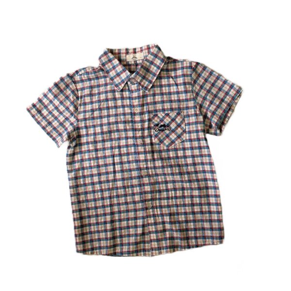 藍紅格紋短袖男童襯衫(11) NT$49