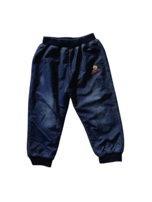 藍色鋪棉小熊圖案縮口厚兒童牛仔褲(100-110) NT$69