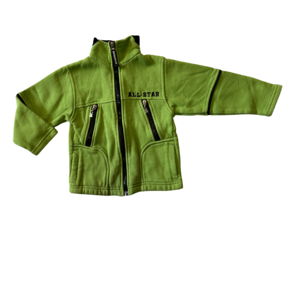 帥氣綠色內舖綿口袋造型長袖夾克外套(6)(90-100公分)