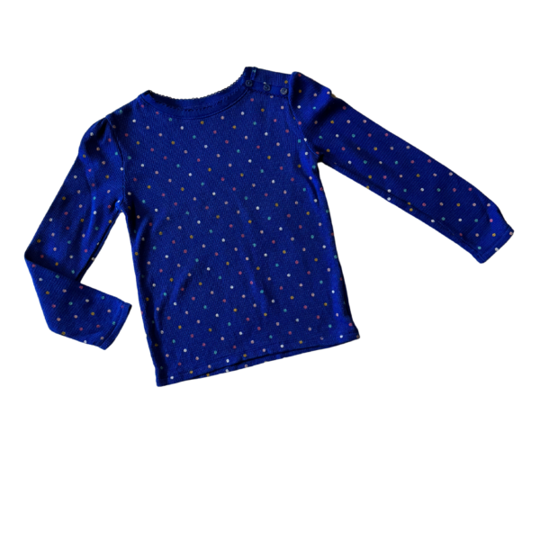 藍色針織彩色圓點造型彈性薄長袖(5T)(110)