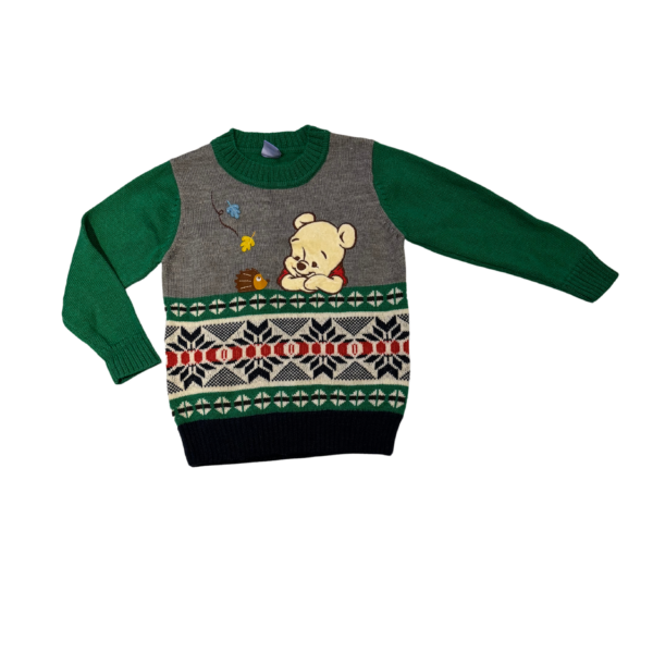 《麗嬰房》聖誕風綠色小熊維尼毛衣(6Y)
