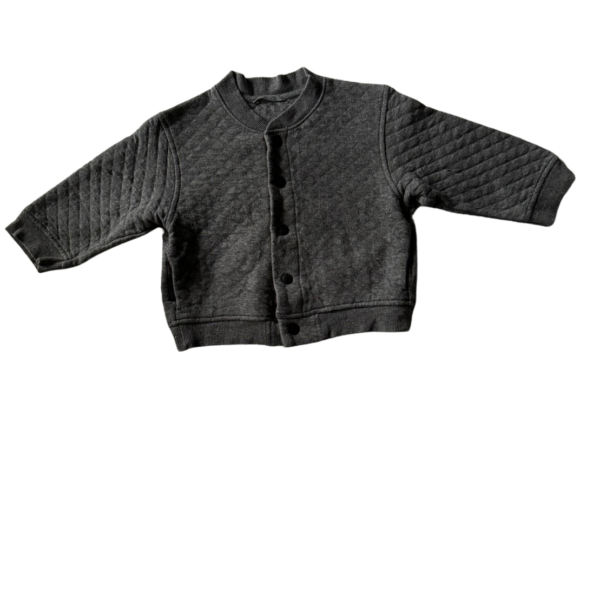 《UNIQLO》深灰色棉質中山領兒童外套(80)