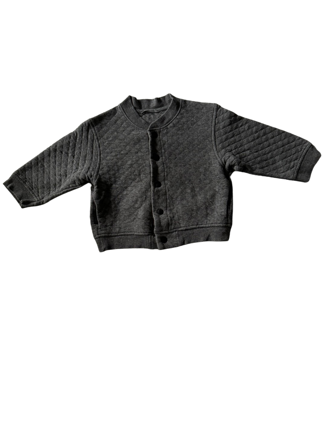 《UNIQLO》深灰色棉質中山領兒童外套(80)