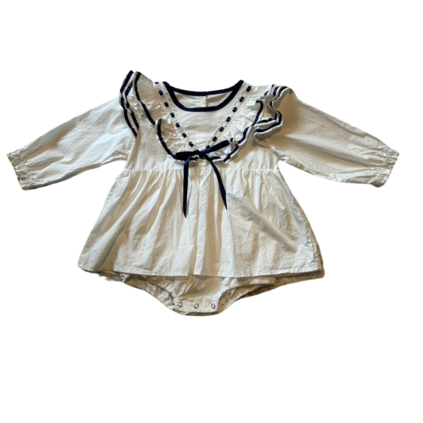 白色水手服造型長袖包屁裙(90)