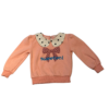 粉紅圓領內刷毛蝴蝶結圖案長袖上衣(7)