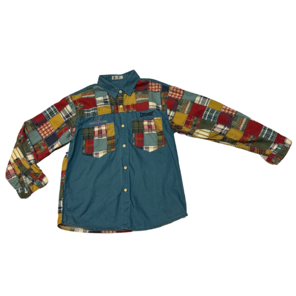 拼布造型藍色薄棉男童襯衫(140-150公分) NT$149