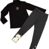 《NUV》深灰色貓咪綿質長褲&黑色高領內搭絲質薄長袖上衣二件組(120)