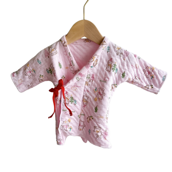 手作粉色聖誕圖案厚綿質長袖蝴蝶衣(0-3M)