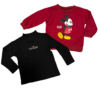 紅色米奇毛圈布長袖上衣(標示120版小)&黑色薄矮領長袖內搭衣(標示9版大)(110公分適穿)
