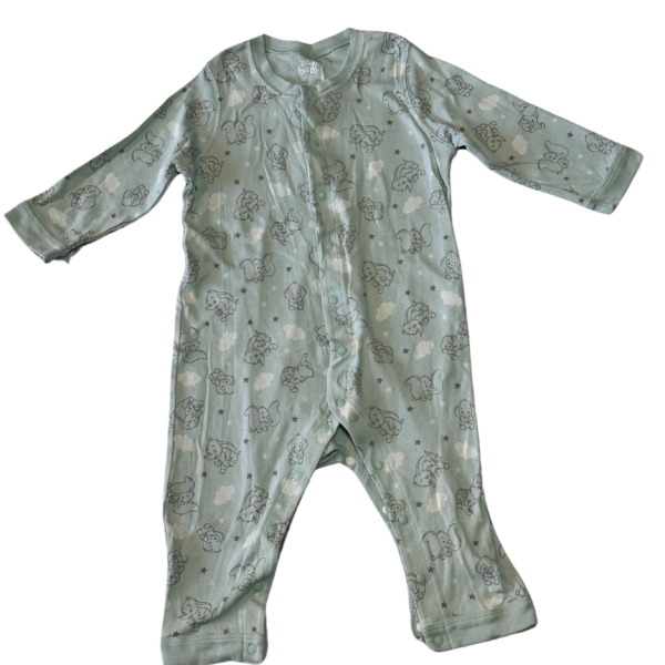 《Lativ》小飛象圖案淺綠色薄長袖連身衣(90)