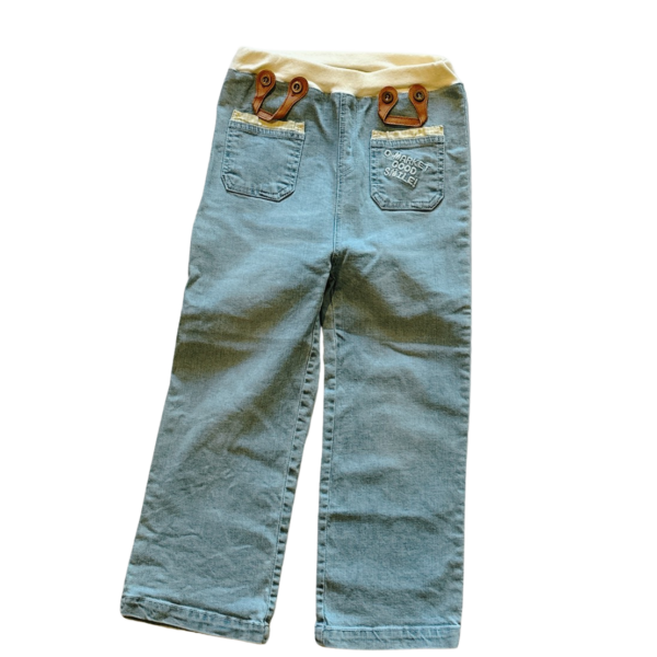 日牌淺藍造型女童牛仔長褲(110)