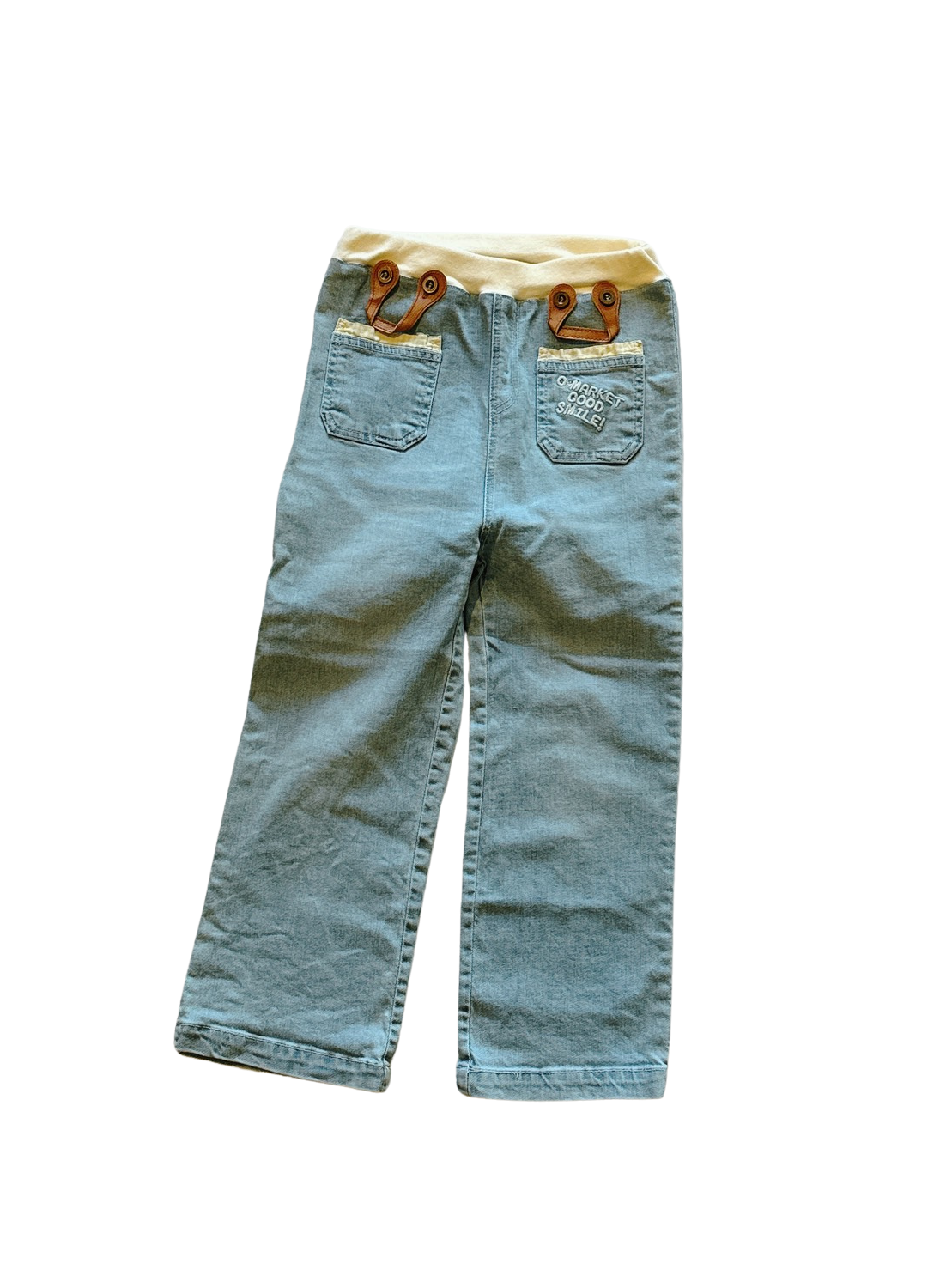 日牌淺藍造型女童牛仔長褲(110)