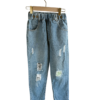 淺藍破洞造型兒童牛仔褲(140)