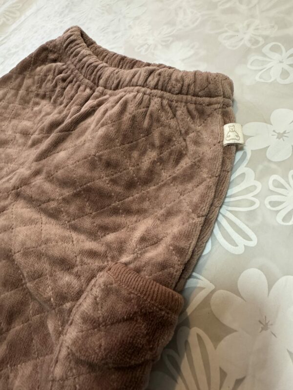 《GAP》咖啡絨毛菱格紋保暖長褲(3-6M)