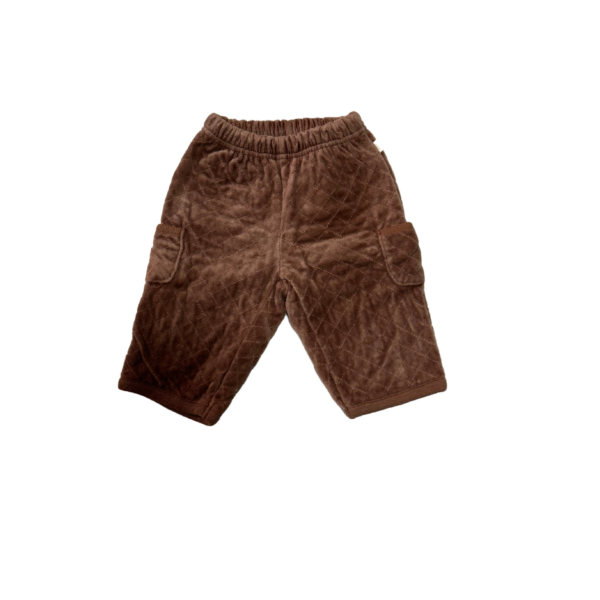 《GAP》咖啡絨毛菱格紋保暖長褲(3-6M)