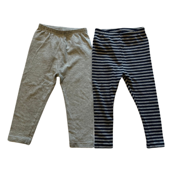 《Lativ》灰色及灰藍橫條紋薄長褲二件組 (90)