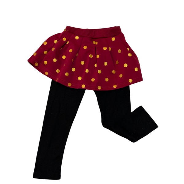 紅色裙襬金色圓點假兩件黑色長褲(7)