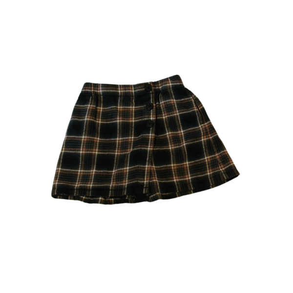《UNIQLO》學院風咖啡格紋棉褲裙(110)