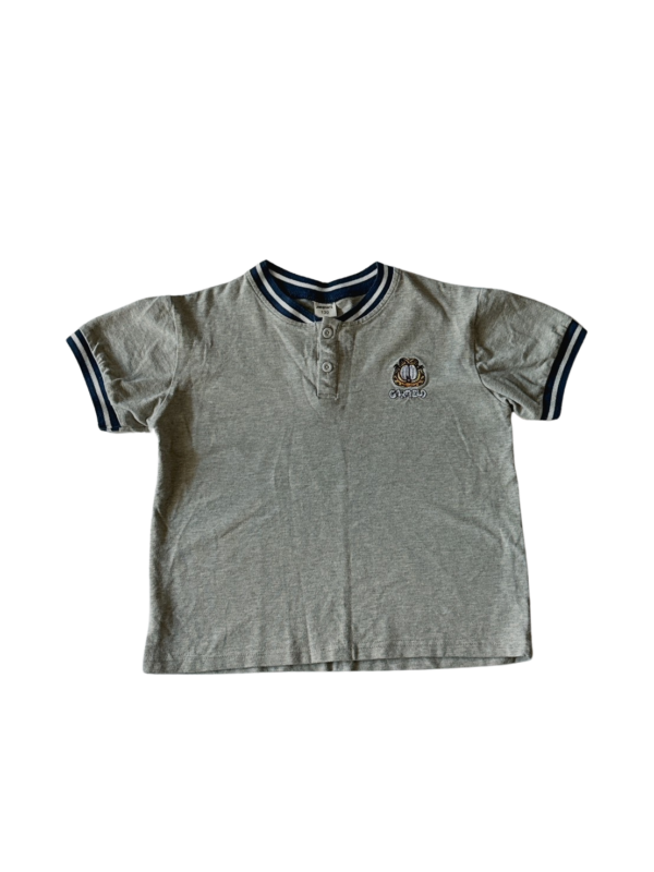 灰色藍白圓領造型男童短袖上衣(120-130公分)