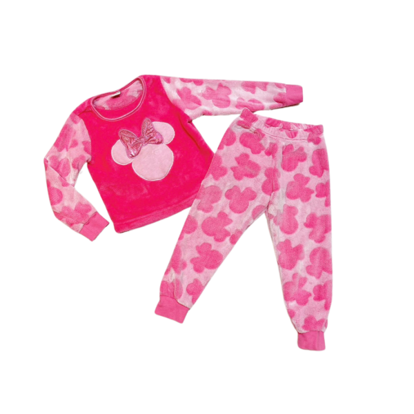 粉紅刷毛米妮長袖迪士尼童裝套裝二件組(4Y)