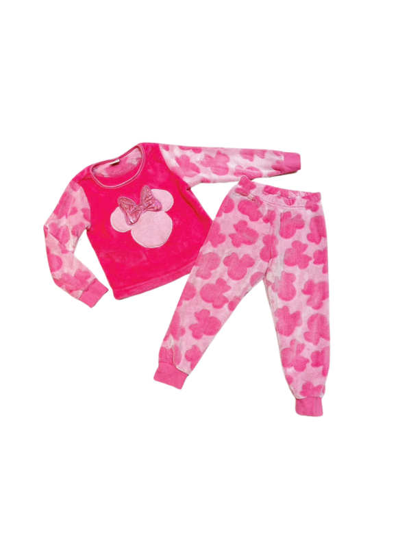 粉紅刷毛米妮長袖迪士尼童裝套裝二件組(4Y)