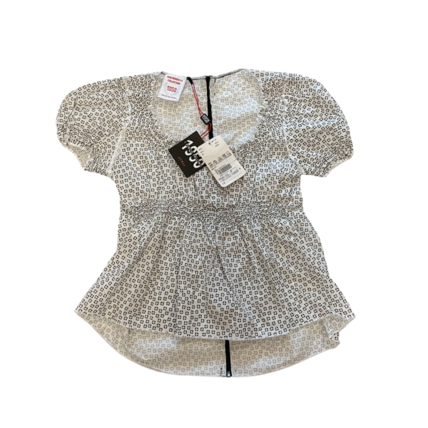 全新1950義大利品牌童裝涼感平口黑白圖案短袖上衣(14號)(130-140公分)