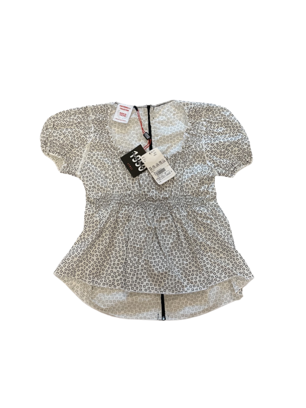 全新1950義大利品牌童裝涼感平口黑白圖案短袖上衣(14號)(130-140公分)