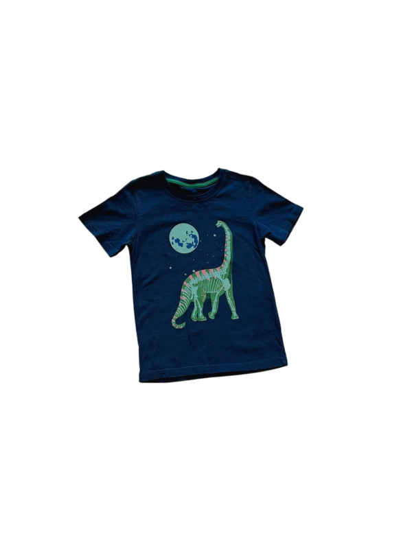 藍色恐龍圖案夜光兒童短袖上衣(120公分)