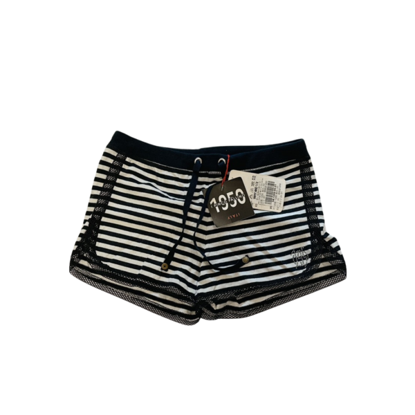 全新1950義大利品牌童裝黑白條紋薄棉女童短褲(10號)(130公分)