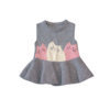 三隻貓咪灰色彈性毛線無袖女童洋裝(無衣標)(9個月內可穿請參考說明)