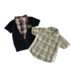 愛的世界格紋薄短袖男童襯衫(2A)及深藍假兩件薄短袖男童襯衫(5)二件組(90公分)