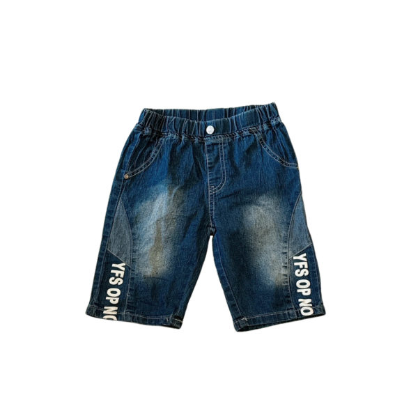 (窄版)藍色薄牛仔男童短褲 兒童牛仔褲(17)(130-140公分)