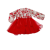 紅色繡花網紗厚綿中國風女童紗裙(100)