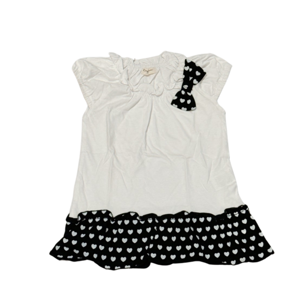 黑白蝴蝶結造型棉質薄短袖女童洋裝(90)