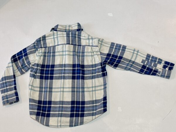 《Lativ》法蘭絨藍白格紋長袖男童襯衫(140)