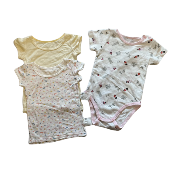 Uniqlo童裝短袖網狀上衣&咕咕鴨短袖網狀包屁衣三件組(60-80公分)