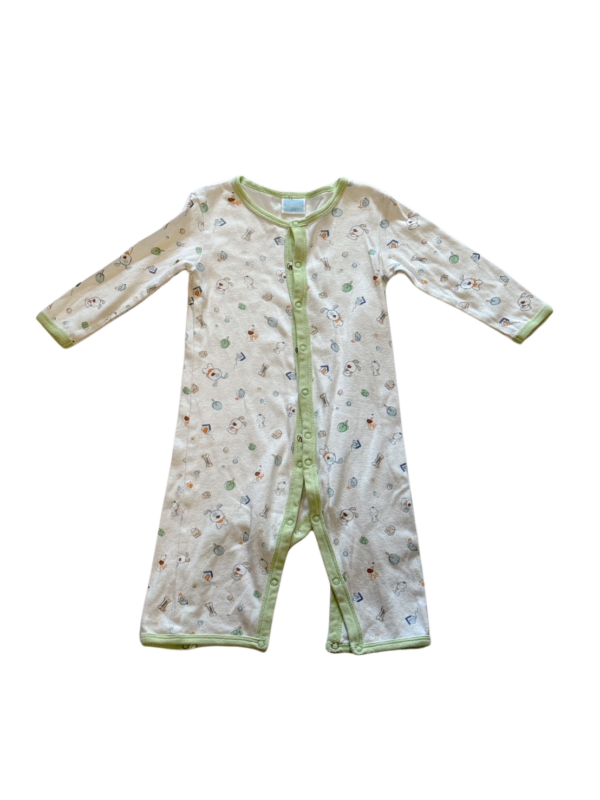 麗嬰房童裝綠色薄綿長袖連身衣(6M)