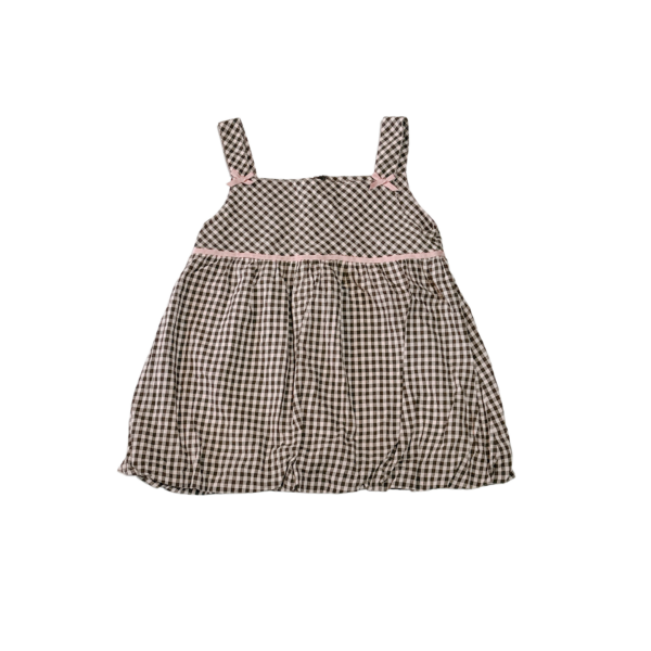 安妮公主粉紅格紋細肩薄女童洋裝(110-120)