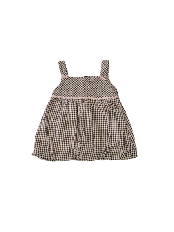 安妮公主粉紅格紋細肩薄女童洋裝(110-120)